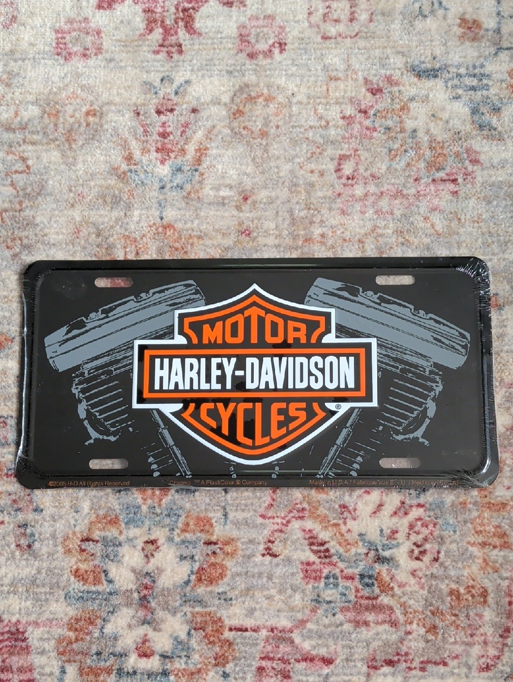 Harley-Davidson Black, Orange & White Shield License Plate